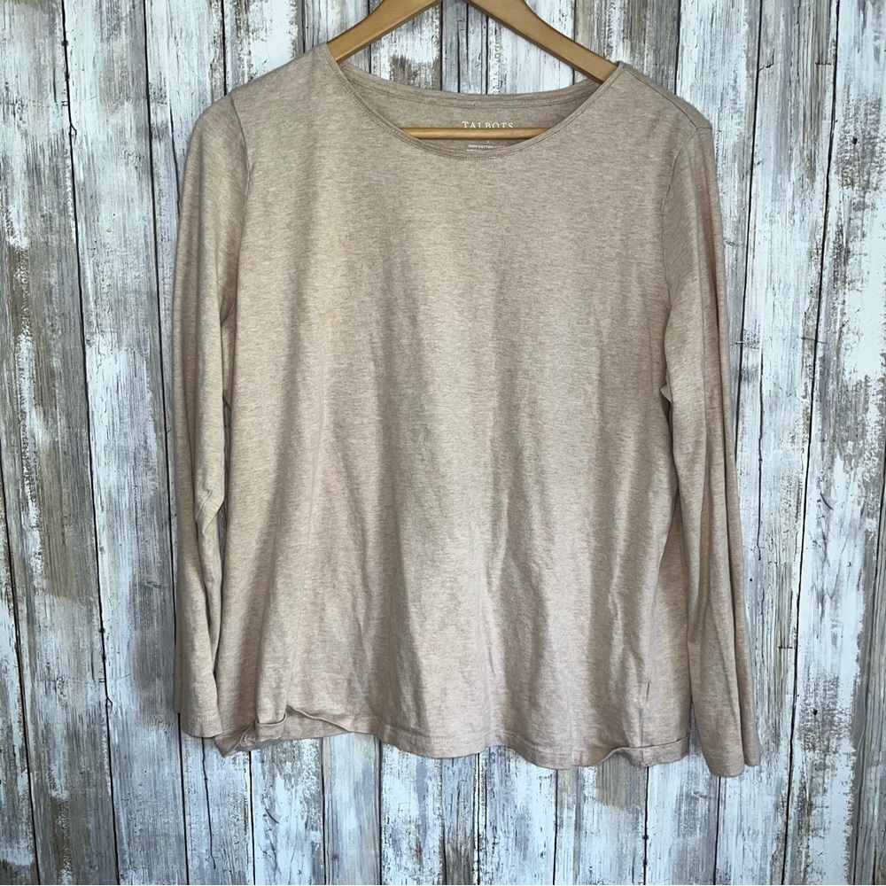 Talbots Tan Plus Long Sleeve Blouse